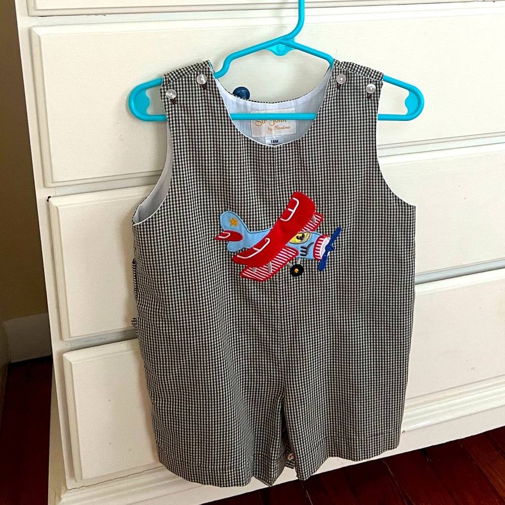 Airplane smocked overall